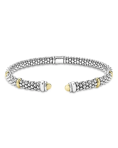 Lagos 18K Yellow Gold & Sterling Silver Signature Caviar Versa Cuff Bracelet