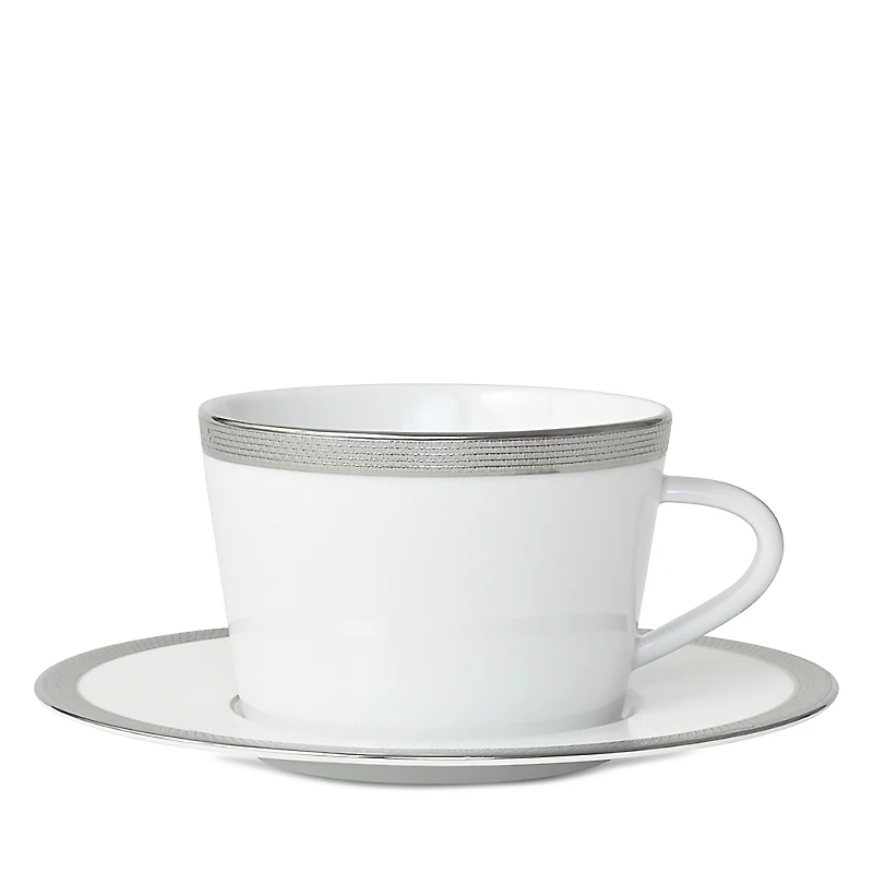 Bernardaud Maille Platinum Teacup and Saucer Set