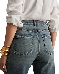 Petites Molly High Rise Barrel Jeans Mid Blue