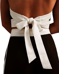 Rebecca Linen Cropped Halter Top