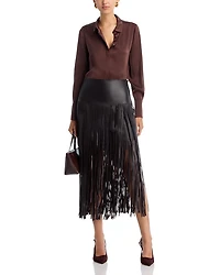 Monte Leather Fringe Skirt