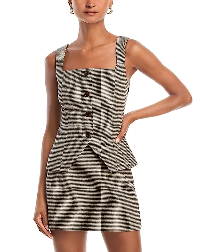 French Connection Houndstooth Square Neck Top