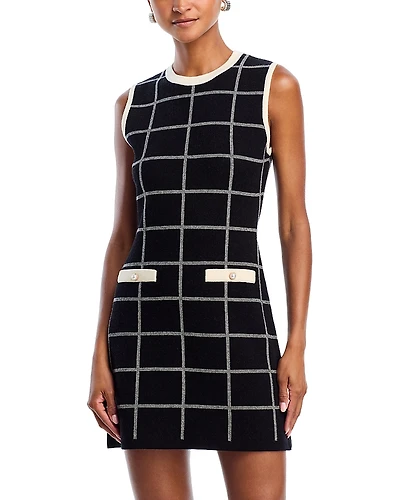 French Connection Check Sleeveless Round Neck Dress