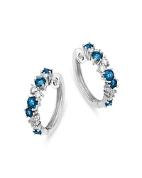 Bloomingdale's Fine Jewelry Blue Sapphire & Diamond Huggie Hoop Earrings