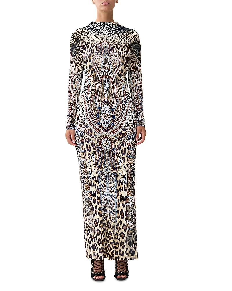 Camilla Mixed Print Open Back Dress