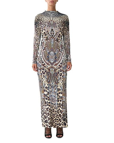 Camilla Mixed Print Open Back Dress