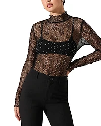 Astr the Label Kyra Lace Mock Neck Top