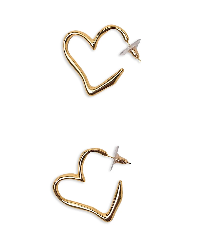 Maje Gold Plated Heart Hoop Earrings