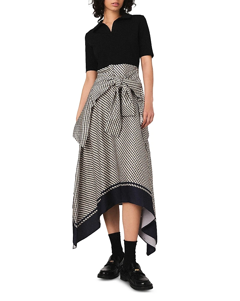 Maje Printed Two Tone Dress