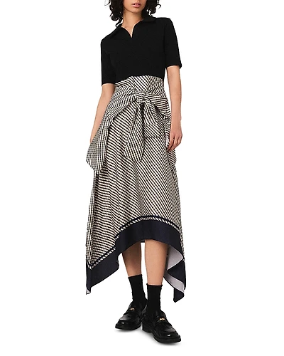 Maje Printed Two Tone Dress