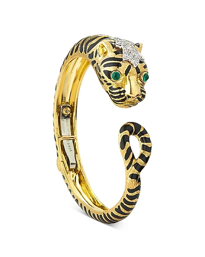 David Webb Diamond & Emerald Kingdom Tiger Loop Tail Cuff