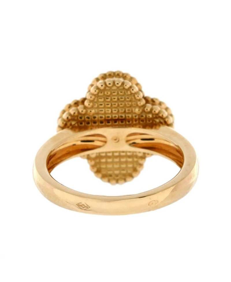 Vintage Alhambra Ring 18K Gold with Onyx and Diamond