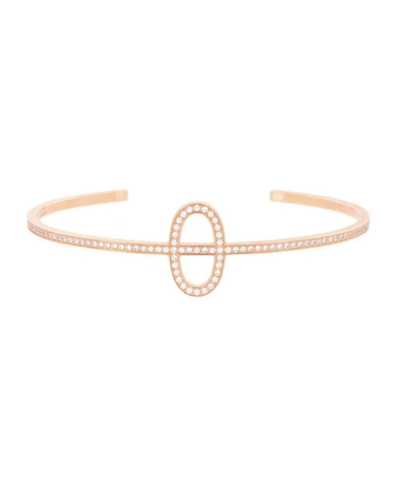 Chaine d'Ancre Contour Cuff Bracelet 18K Rose Gold with Diamonds