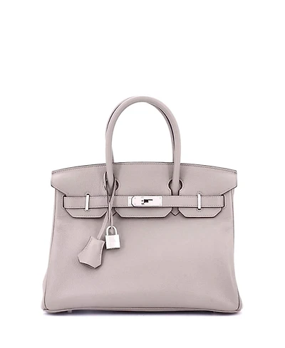 Pre-Owned HERMES Birkin 30 Handbag Grey Novillo with Palladium Hardware