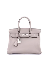 Pre-Owned HERMES Birkin 30 Handbag Grey Novillo with Palladium Hardware