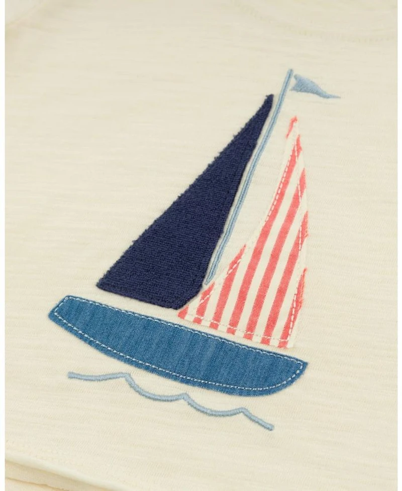 Boys' Sailboat Applique Raw Edge Slub Tee - Little Kid