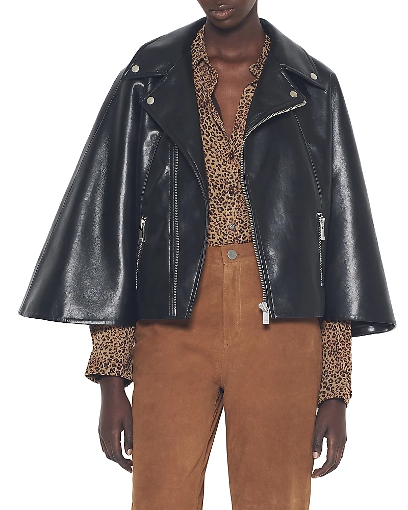 As by Df Faith Recycled Leather Moto Cape