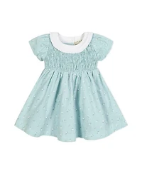Girls' Short Sleeve with Ruffle Collar Linen Dress - Baby