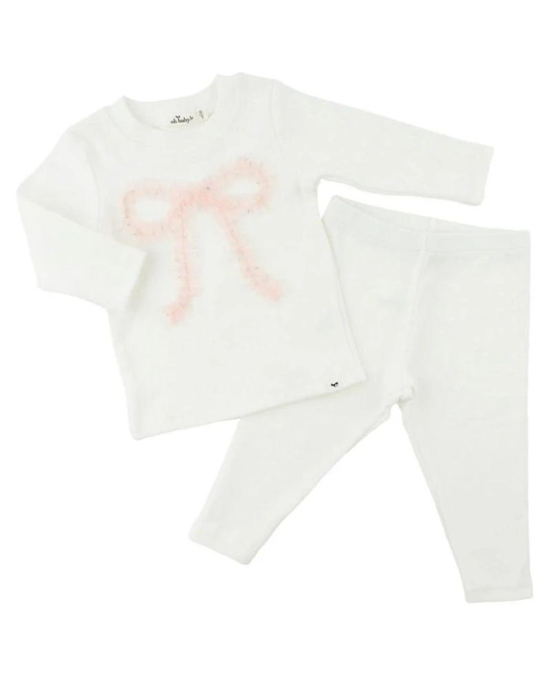 Girls' Ruffle Bow Fleck Tulle Applique Two Piece Set - Baby