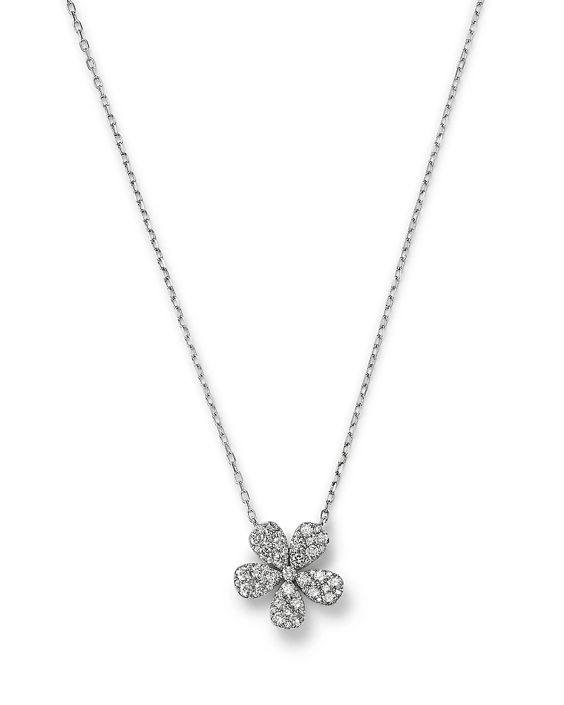 Bloomingdale's fine Collection Diamond Pave Flower Pendant Necklace