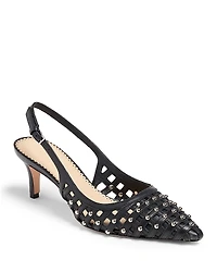 Cinq a Sept Women's Rena Leather Cage Studded Slingback Pumps