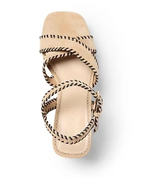 Women's Sasha Whipstitch Fringe Suede Wedge Sandals