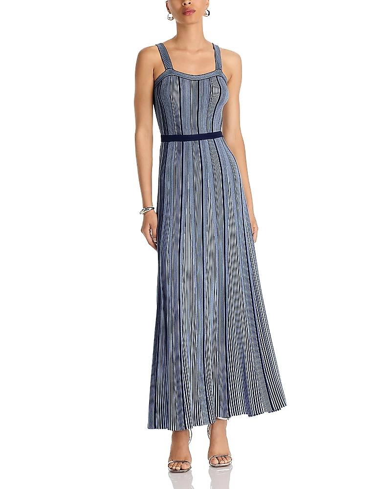 Misook x Lani Lynn Vertical Striped Knit Maxi Dress