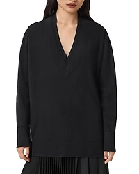 Allsaints Bern Paneled V Neck Sweater