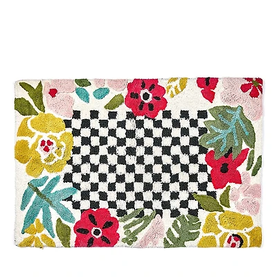 MacKenzie-Childs Flower Checkerboard Bath Rug, 24 x 36