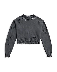 Distressed Crystal Embellished Sweater