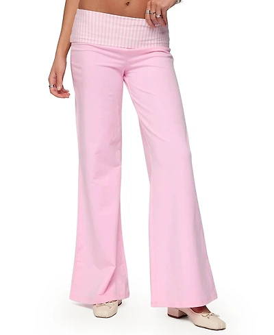 Edikted Meshey Striped Fold Over Pants