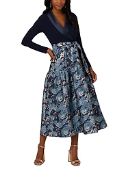 Adrianna Papell Jersey Jacquard Tuxedo Dress