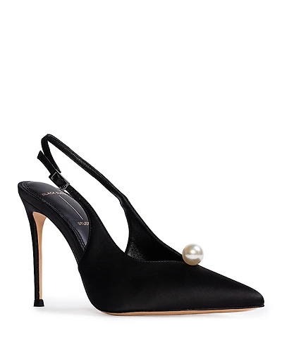Black Suede Studio Women's Embellished Pointed Pumps
