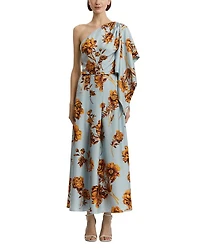 One Shoulder Silk Drape Dress