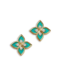 Roberto Coin 18K Yellow Gold Diamond Ceramic Venetian Princess Stud Earrings