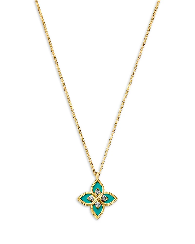 Roberto Coin 18K Yellow Gold Diamond Ceramic Venetian Princess Necklace, 17