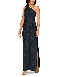 Aidan Mattox Stretch Jacquard One Shoulder Gown