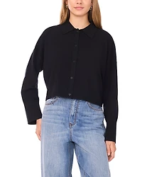 1.state Collared Button Down Cropped Sweater