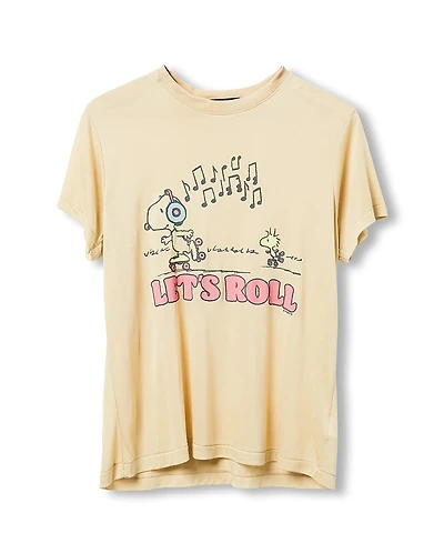 Junk Food Clothing Women's Peanuts Let's Roll Vintage-like Tissue Tee