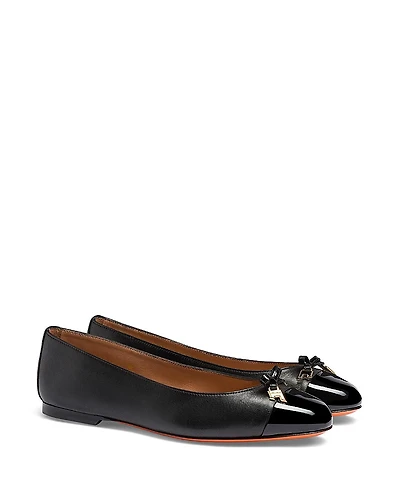 Santoni Women's Leather and Patent Ballet Flat