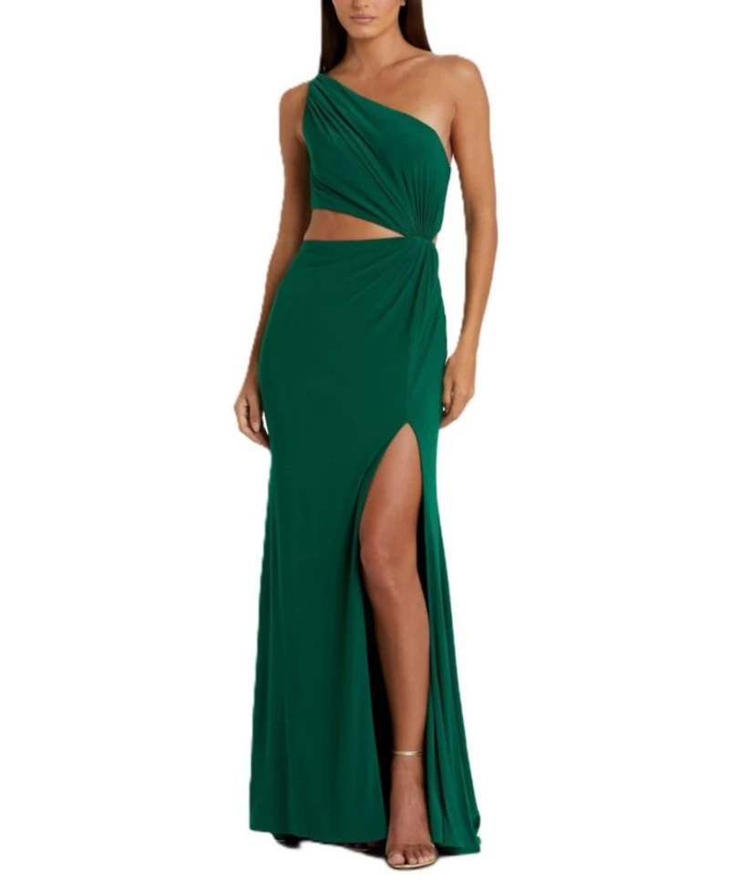 One Shoulder Ruched Cut Out Jersey Gown