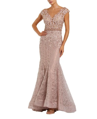 High Neck Shoulder Flower Detail Mermaid Gown