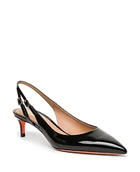 Santoni Women's Patent Leather Mid-Heel Slingback