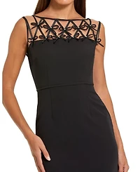 Sleeveless Crepe Gown with Embellished Bows