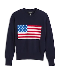 Aqua Girls' Knitted Crewneck Pullover Intarsia Pattern Cashmere Sweater, Big Kid - Exclusive