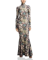 Norma Kamali Turtleneck Fishtail Gown