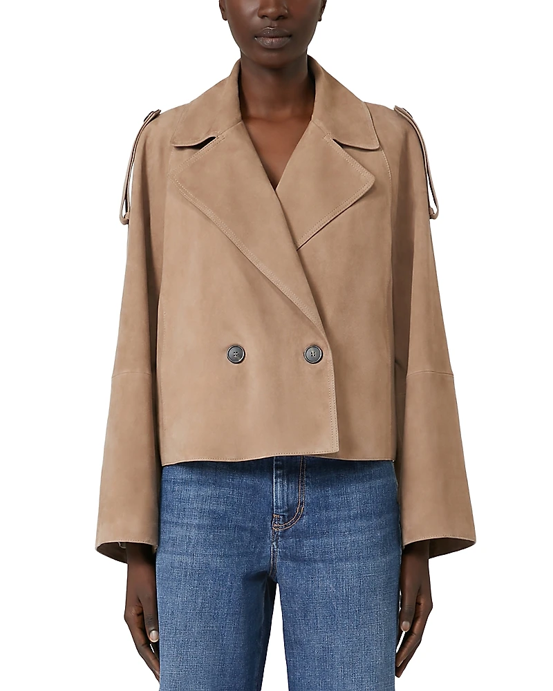 Weekend Max Mara Maga Suede Leather Short Trench Coat