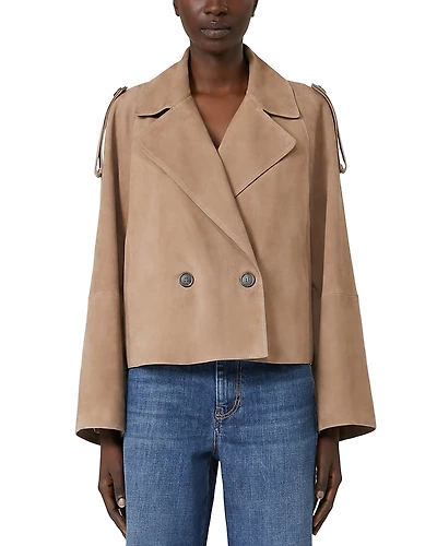 Weekend Max Mara Maga Suede Leather Short Trench Coat