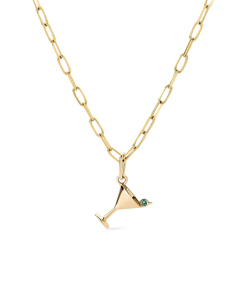 Ana Luisa Solid Gold Martini Charm Necklace