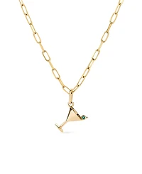 Ana Luisa Solid Gold Martini Charm Necklace
